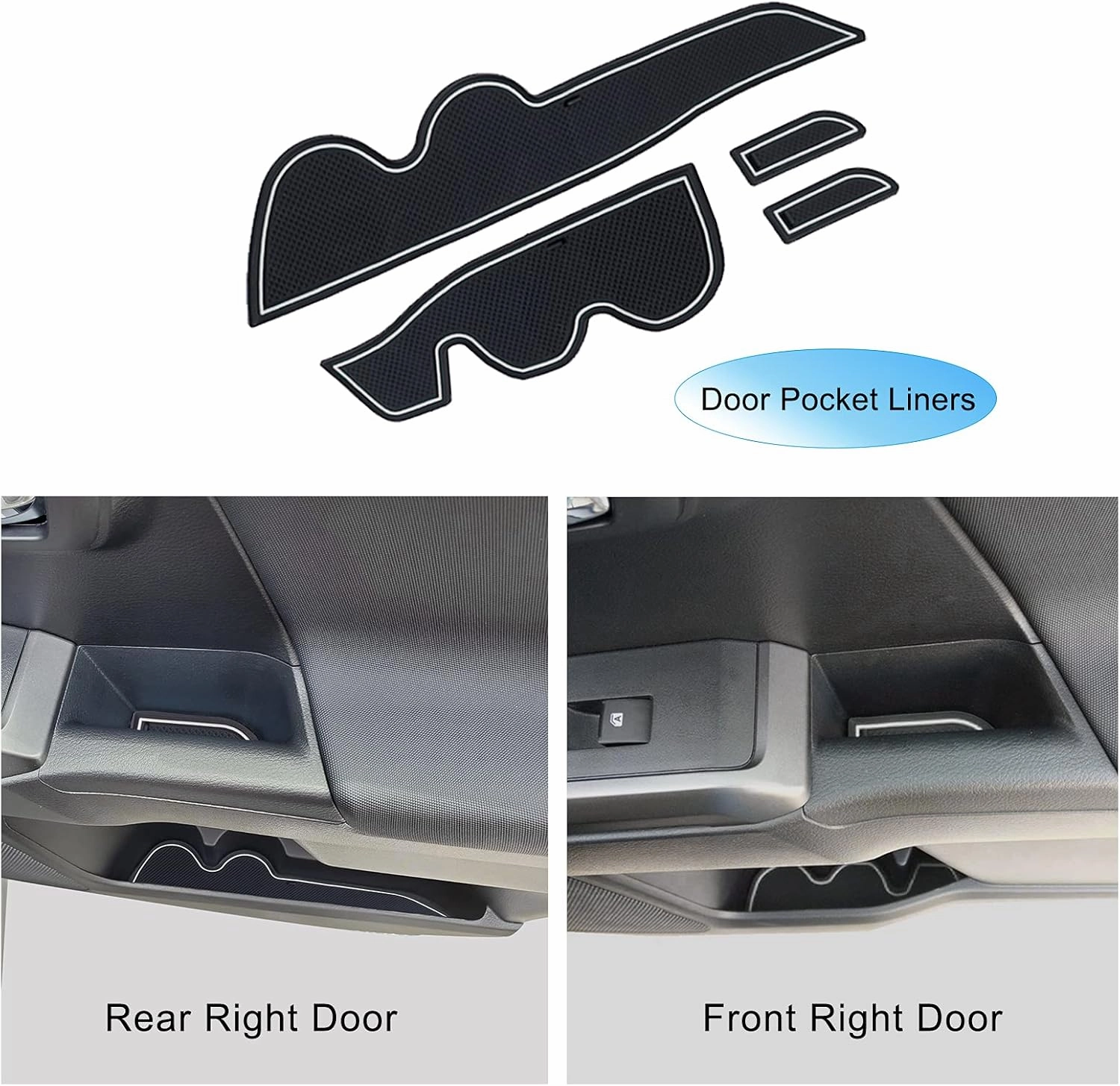 JKCOVER Premium Custom Liner Mat Accessories Compatible with Toyota Tacoma 2016 2017 2018 2019 2020 2021 2022 2023, Cup Holder, Door Pocket and Center Console Inserts 19 Pcs (Double Cab, White Trim)