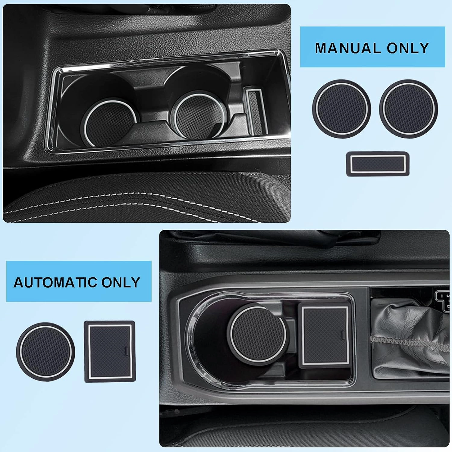 JKCOVER Premium Custom Liner Mat Accessories Compatible with Toyota Tacoma 2016 2017 2018 2019 2020 2021 2022 2023, Cup Holder, Door Pocket and Center Console Inserts 19 Pcs (Double Cab, White Trim)
