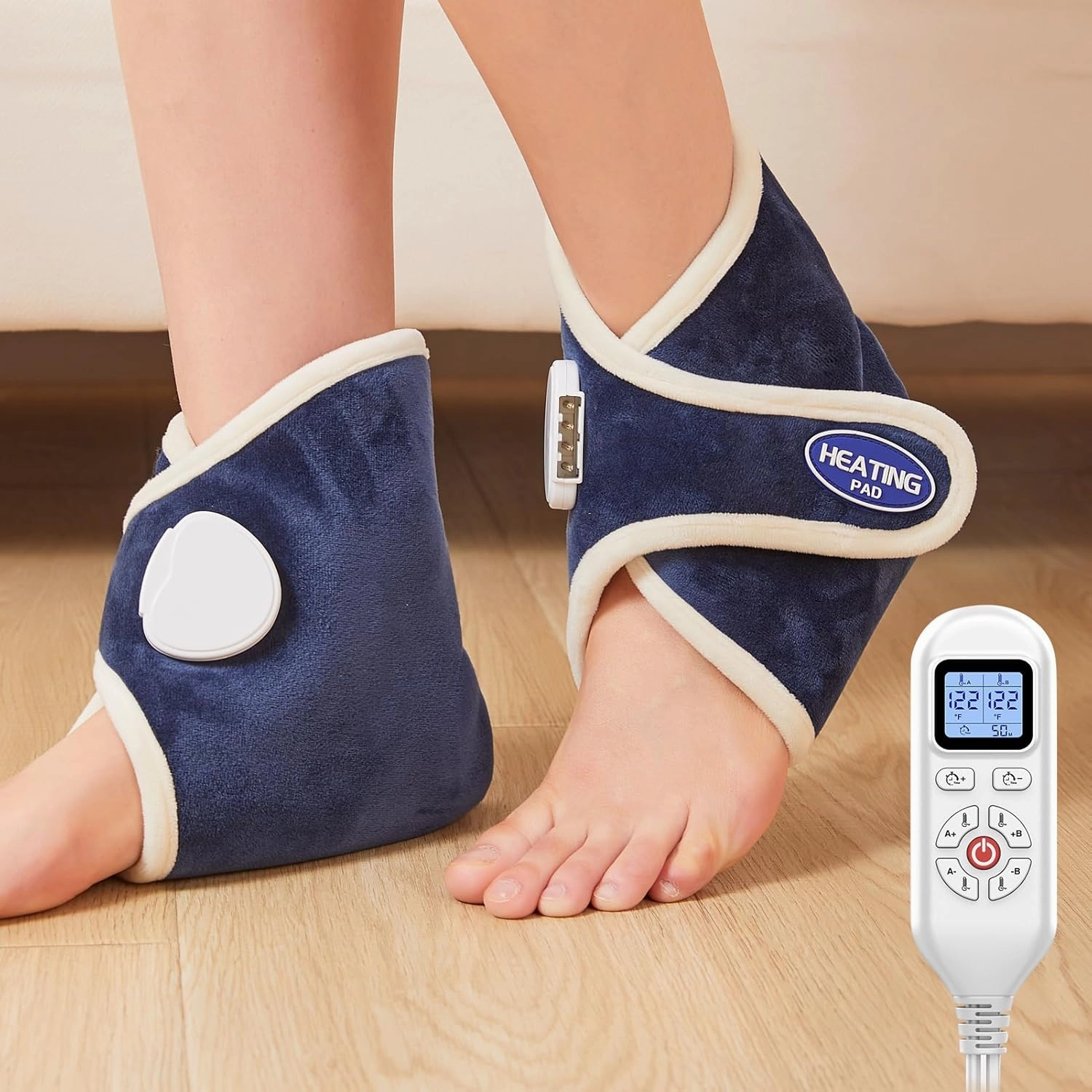 JOBYNA 2 Pack Heated Ankle Wrap for Ankle Pain Relief, Deep-Penetrating Electric Feet Warmers for Women and Men, 86℉-158℉ & Auto Shut Off
