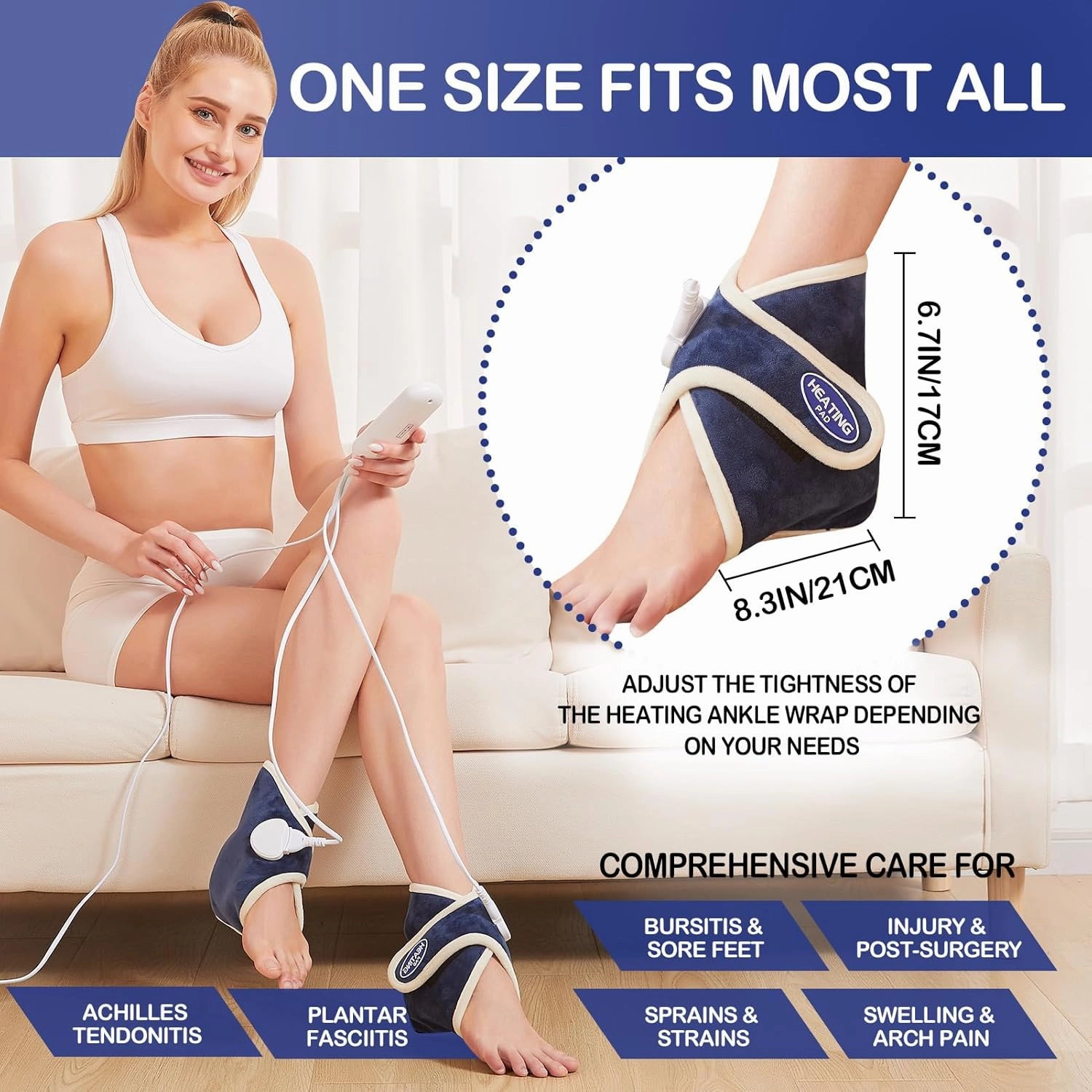 JOBYNA 2 Pack Heated Ankle Wrap for Ankle Pain Relief, Deep-Penetrating Electric Feet Warmers for Women and Men, 86℉-158℉ & Auto Shut Off