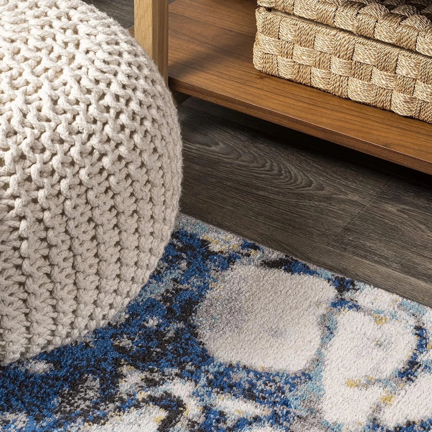 JONATHAN Y CTP113A-28 Pebble Marbled Abstract Indoor Runner Rug Bohemian Easy-Cleaning High Traffic Bedroom Kitchen Living Room Non Shedding, 2 X 8, Dark Gray/Blue
