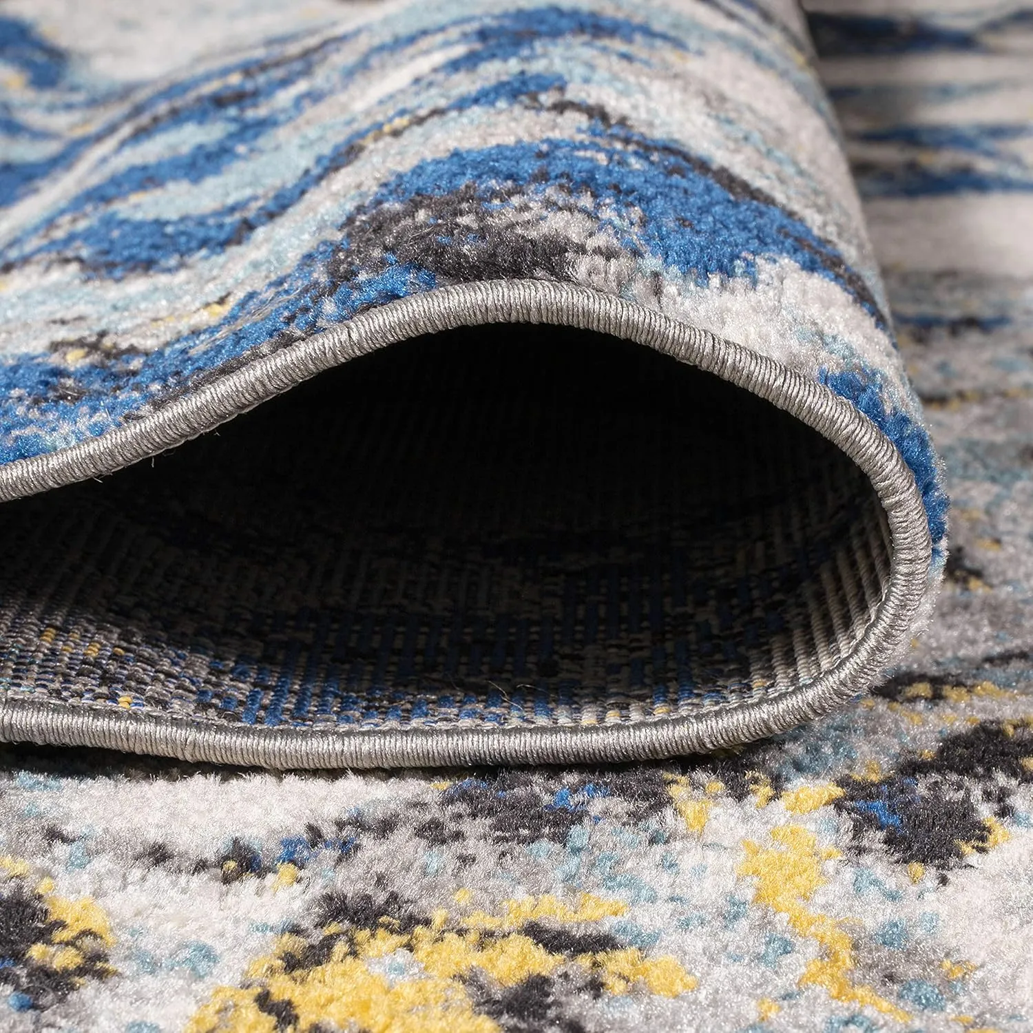 JONATHAN Y CTP113A-28 Pebble Marbled Abstract Indoor Runner Rug Bohemian Easy-Cleaning High Traffic Bedroom Kitchen Living Room Non Shedding, 2 X 8, Dark Gray/Blue