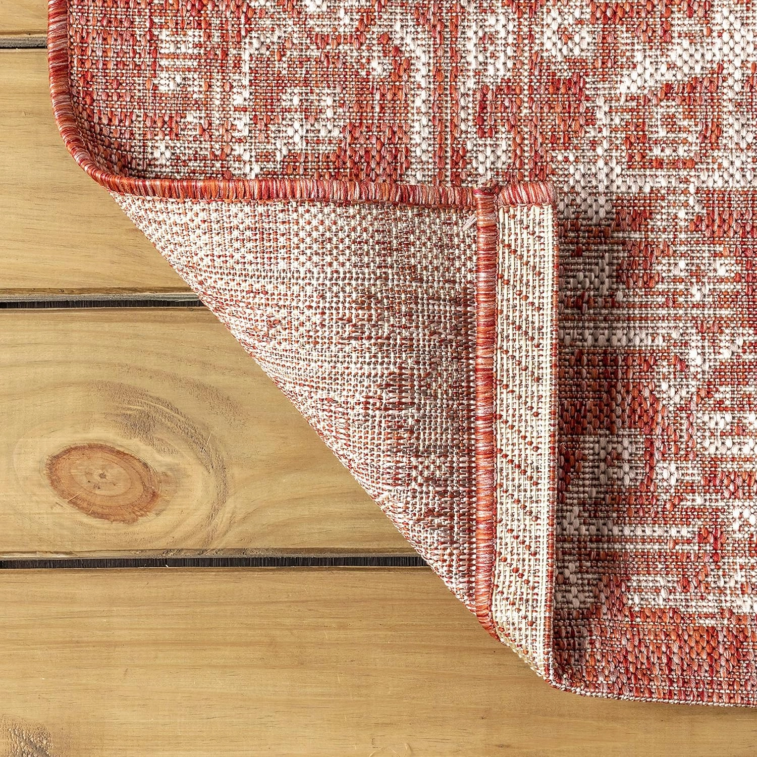 JONATHAN Y SMB104A-210 Malta Bohemian Medallion Textured Weave Indoor/Outdoor 2 ft. x 10 ft. Runner Rug, Coastal, Traditional, Transitional, Vintage, Rustic, Stain-Resistant, Pet Friendly, Red/Taupe