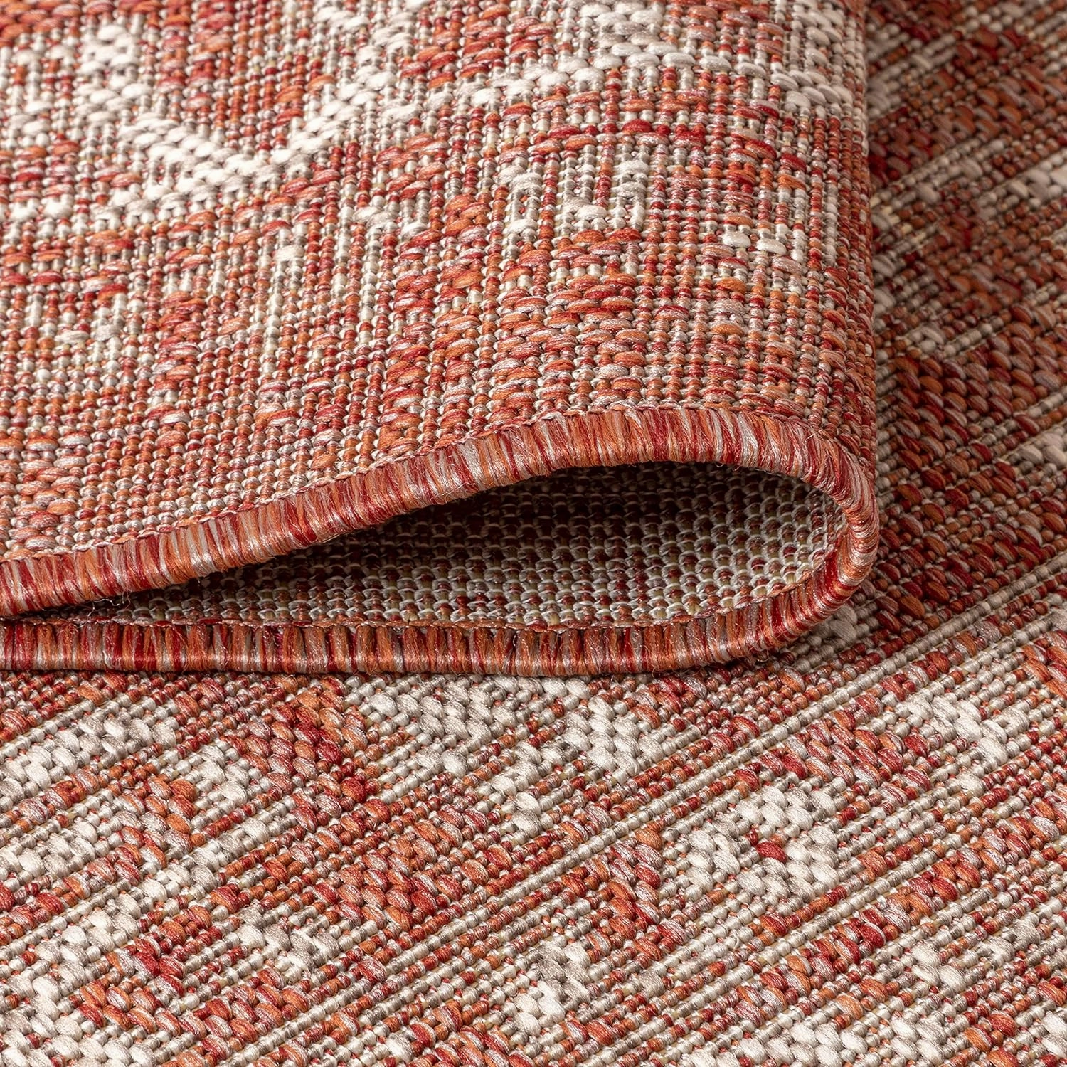 JONATHAN Y SMB104A-210 Malta Bohemian Medallion Textured Weave Indoor/Outdoor 2 ft. x 10 ft. Runner Rug, Coastal, Traditional, Transitional, Vintage, Rustic, Stain-Resistant, Pet Friendly, Red/Taupe