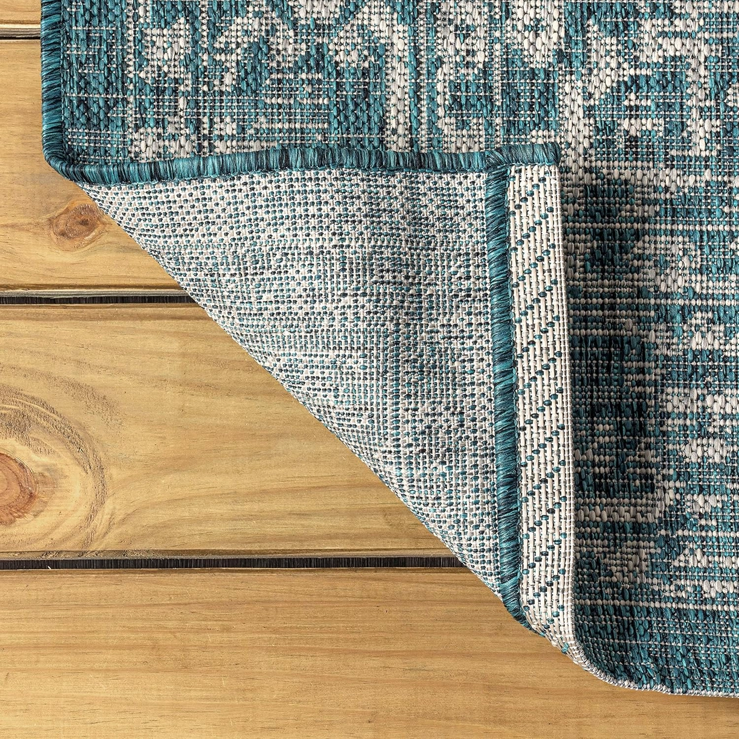 JONATHAN Y SMB104B-210 Malta Bohemian Medallion Textured Weave Indoor/Outdoor 2 ft. x 10 ft. Runner Rug, Coastal, Traditional, Transitional, Vintage, Rustic, Stain-Resistant, Pet Friendly, Teal/Gray