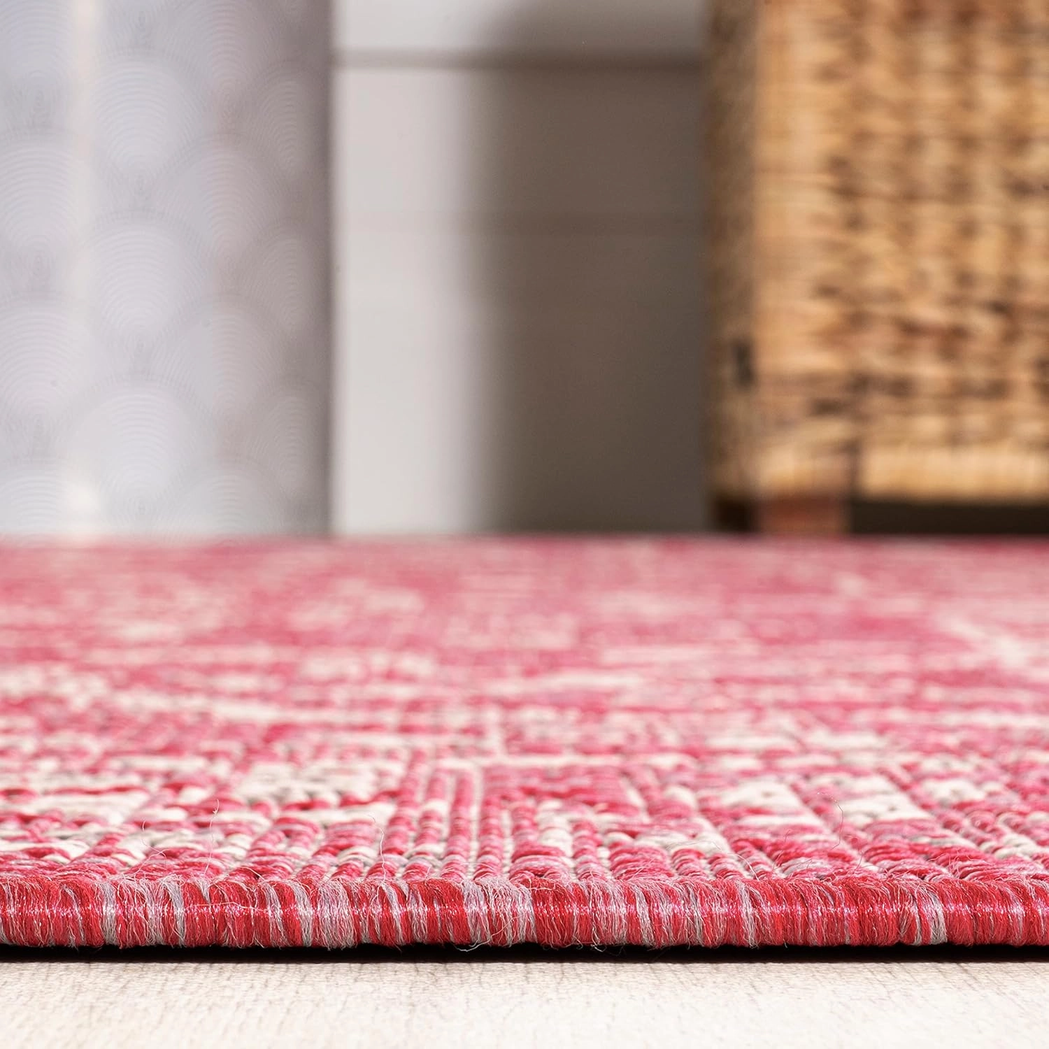 JONATHAN Y SMB104E-210 Malta Bohemian Medallion Textured Weave Indoor Outdoor Runner Rug,Coastal,Traditional,Transitional Easy Clean,Bedroom,Kitchen,Backyard,Patio,Non-Shed,Fuchsia/Light Gray, 2 X 10