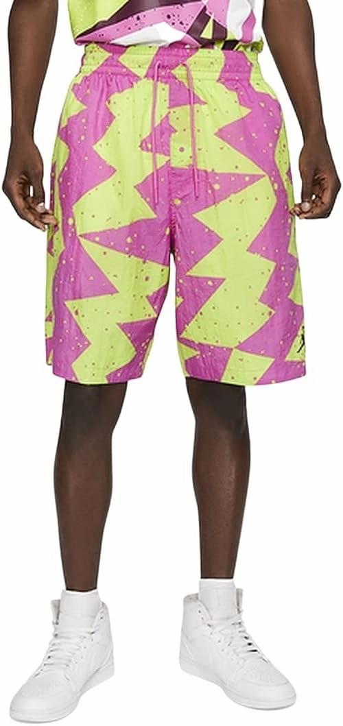 Jordan Men's Retro Poolside All Over Print Shorts Small Fuchsia Pink Cyber Green
