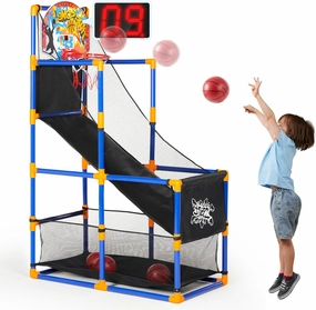 JOYIN LED Arcade Basketball Game Set – Includes Electronic Scoreboard, Cheer Sound Effects, 4 Balls & Hoop | Indoor/Outdoor Sports Toy for Kids Ages 3–12 | Easy to Assemble