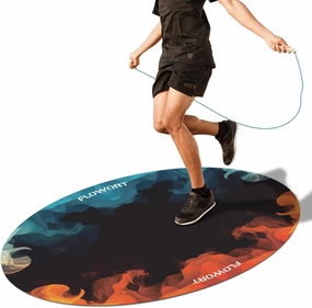Jump Rope Mat Large Rubber Exercise Indoor Outdoor Shock Absorbing Non-Slip Oval Design for Floor & Rope Protection, Workout for Home Gym Flooring