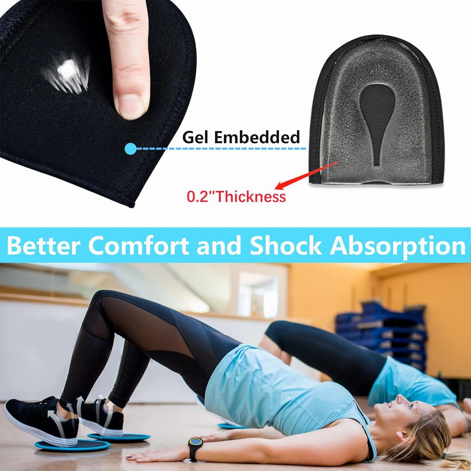 JUMPOW Gel Heel Cushion Support for Plantar Fasciitis, Heel Pain & Achilles Tendinitis - Protectors & Pads for Men & Women