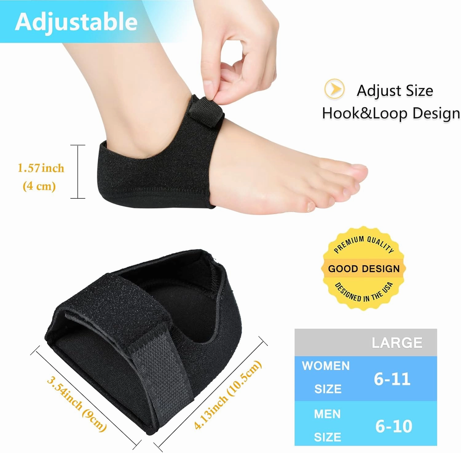 JUMPOW Gel Heel Cushion Support for Plantar Fasciitis, Heel Pain & Achilles Tendinitis - Protectors & Pads for Men & Women