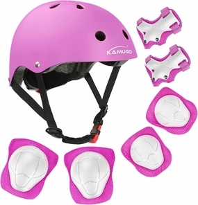 KAMUGO Kids Bike Helmet, Toddler Helmet for Ages 2-8 Boys Girls with Sports Protective Gear Set Knee Elbow Wrist Pads for Skateboard Cycling Scooter Rollerblading