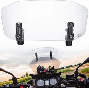 KEMIMOTO Motorcycle Windshield Upgraded Aluminum Metal Heightened Spoiler Clip Universal Adjustable Extension Clips Clear