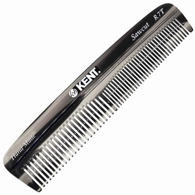 Kent R7T Fine and Wide Tooth Hair Comb, Handmade Pocket Comb for Men, Best Beard and Mustache Combs for Everyday Grooming and Styling, Sawcut Kent combs, Made in England