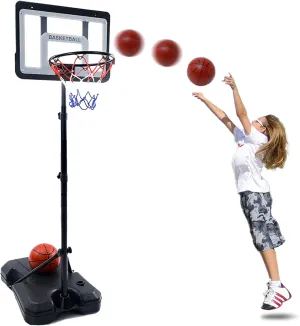 Kids Basketball Hoop with Stand - Adjustable Height Basketball Set 2.9 ft-6.2 ft - Toddler Basketball Toys for Boys Age 3 4 5 6 7 8 - Indoor Outdoor Backyard Sport Game Gifts
