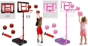 Kids Basketball Hoop with Stand, Basketball Toys for Boys & Girls Age 3 4 5 6 7 8, Adjustable Basketball Set for Toddlers, Gifts for Indoor Outdoor Backyard Sport Game