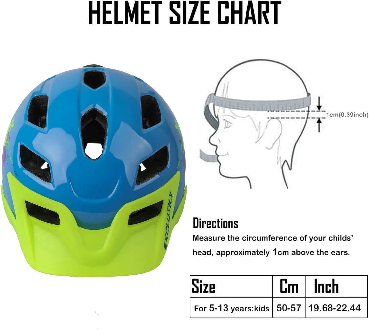Kids Helmet, Exclusky Kids Bike Helmet Adjustable Safety Lightweight Children Bicycle Helmet for Kids Skating Cycling Scooter Boys and Girls Bicycle Helmets Ages 5-8-14