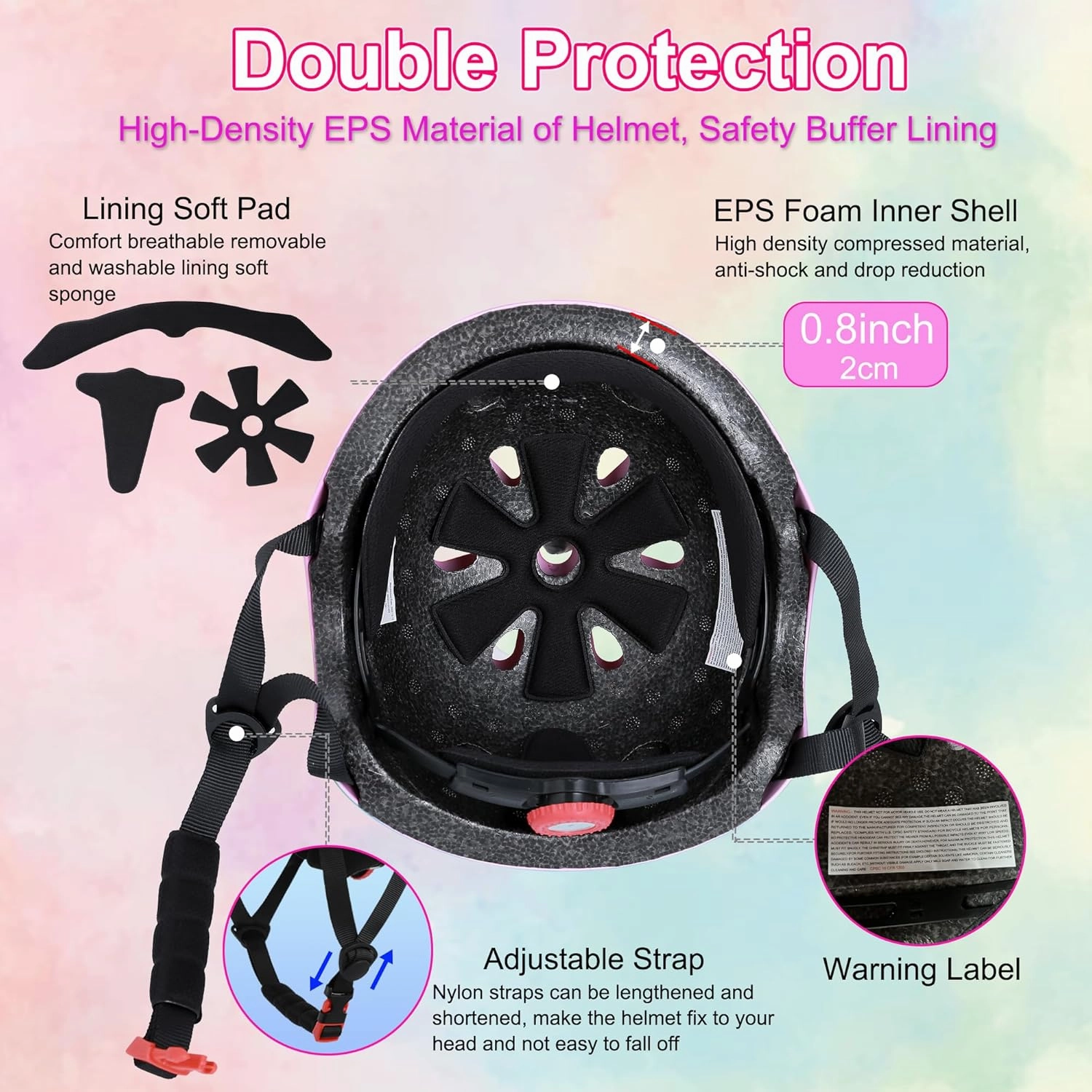 Kids Bike Helmet with DIY Stickers and Knee Pads Elbow Pads Wrist Guard Set for Ages 3-5-8 Toddler Boys Girls Helmet for Roller Skates Cycling Skateboarding Bicycle Scooter