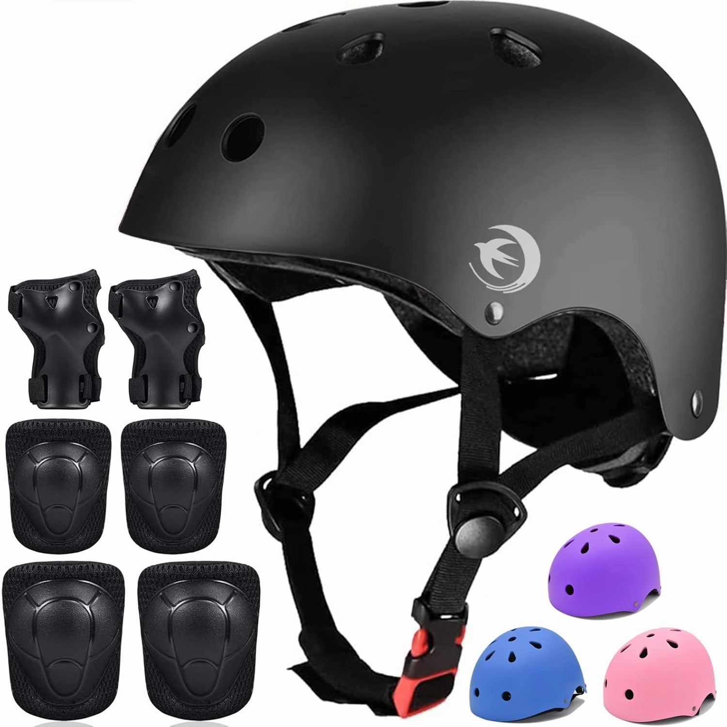 Kids Helmet Set with Knee Pads Elbow Pads Wrist Guards,Adjustable Helmet for Toddler Kids&Youth,3~14yrs Girl Boy Kids Protective Gear Set for Roller Skate Scooter Inline skatings Longboard