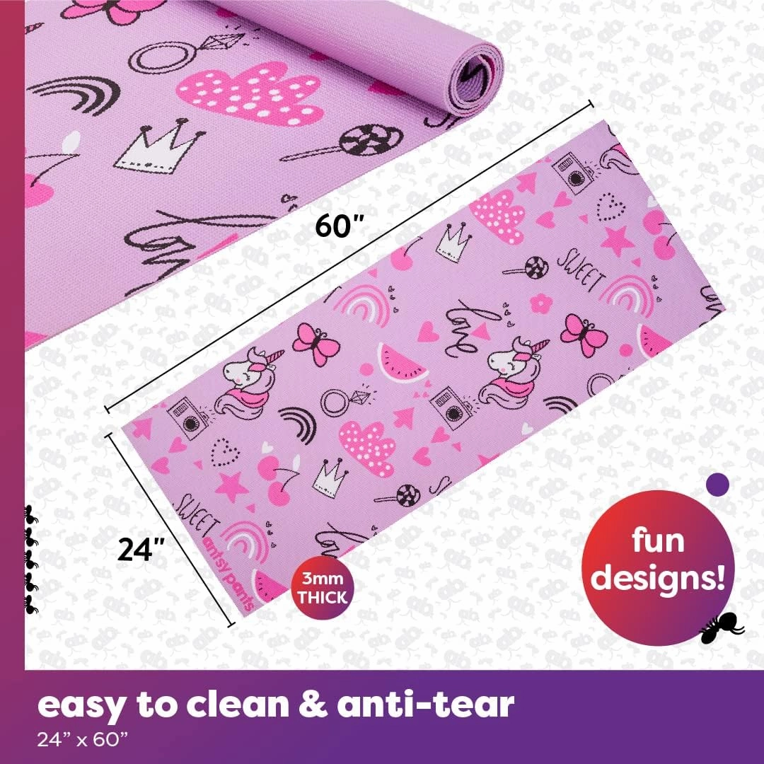 Kids Yoga Mat - Yoga Mat for Kids, Yoga Mats for Home Workout, Travel Yoga Mat, Yoga Mat Non Slip, 60” x 24”, 3mm Free of Toxic Phthalates