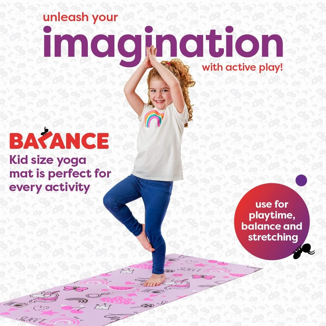 Kids Yoga Mat - Yoga Mat for Kids, Yoga Mats for Home Workout, Travel Yoga Mat, Yoga Mat Non Slip, 60” x 24”, 3mm Free of Toxic Phthalates