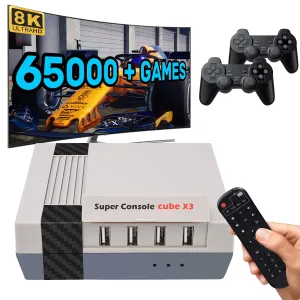 Kinhank Retro Game Console with 65000 Games,Super Console CUBE X3 Video Game Console with EmuElec 4.6/Android 9/CoreE,8K Output,2.4 5G,BT 4.0,Emulator Console Compatible with Most Emulators,Best Gift