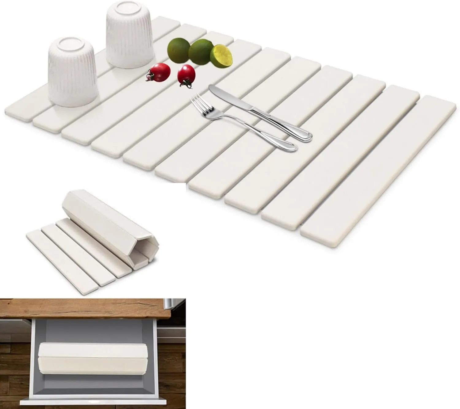 Kitchen Tableware Stone Drying Mat, Large 24 -inch*16 inches, Quick -Drying and Foldable Dish Drying Mat, Environmentally Friendly Diatomaceous Drying Mat, Suitable for Knives, Dishes, Fruits