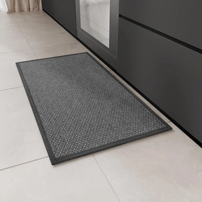 Kitchen Rug, Rubber Non Slip Kitchen Rugs Washable, Absorbent Runner Mat for Floor, Machine Washable Standing Mats for in Front of Sink, Door, Laundry, Entryway, Entrance (Black, 30" × 17.3")