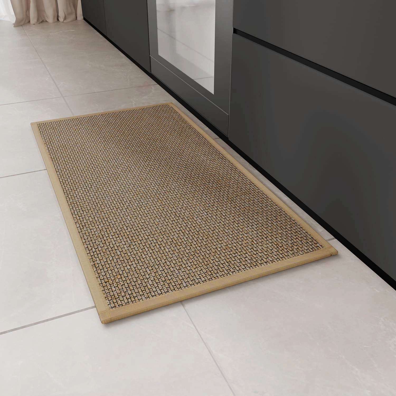 Kitchen Rug, Rubber Non Slip Kitchen Rugs Washable, Absorbent Runner Mat for Floor, Machine Washable Standing Mats for in Front of Sink, Door, Laundry, Entryway, Entrance (Brown, 30" × 17.3")