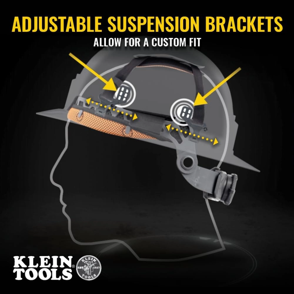 Klein Tools Safety Helmet, Vented Class C Safety Hard Hat, Removable Chin Strap, Adjustable Vents