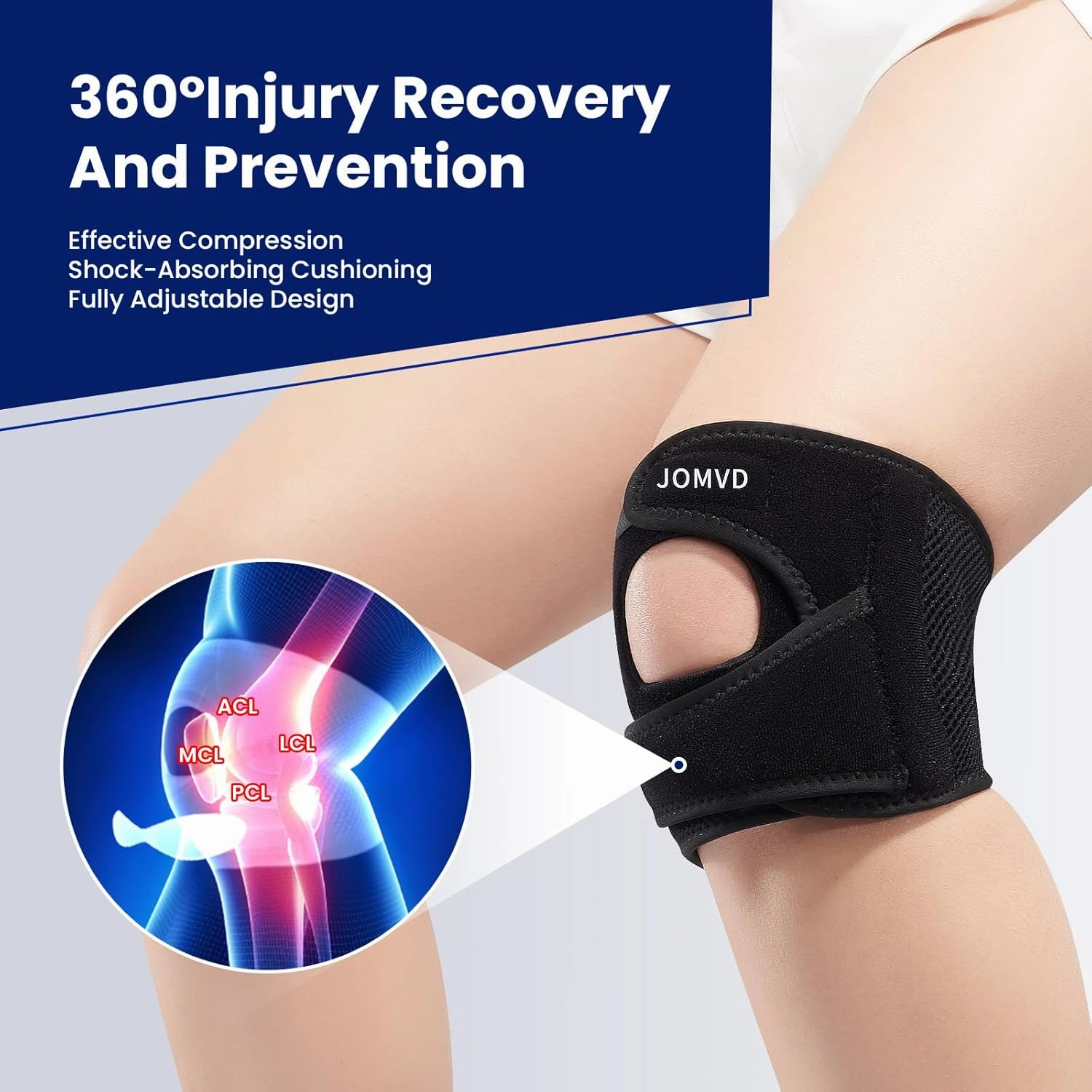 Knee Brace for Patellar Tendon, Adjustable Patellar Knee Support with Side Stabilizers for Patellar Tendonitis, Arthritis, Knee Pain Relief Injury Recovery, Daily Running, Women and Men