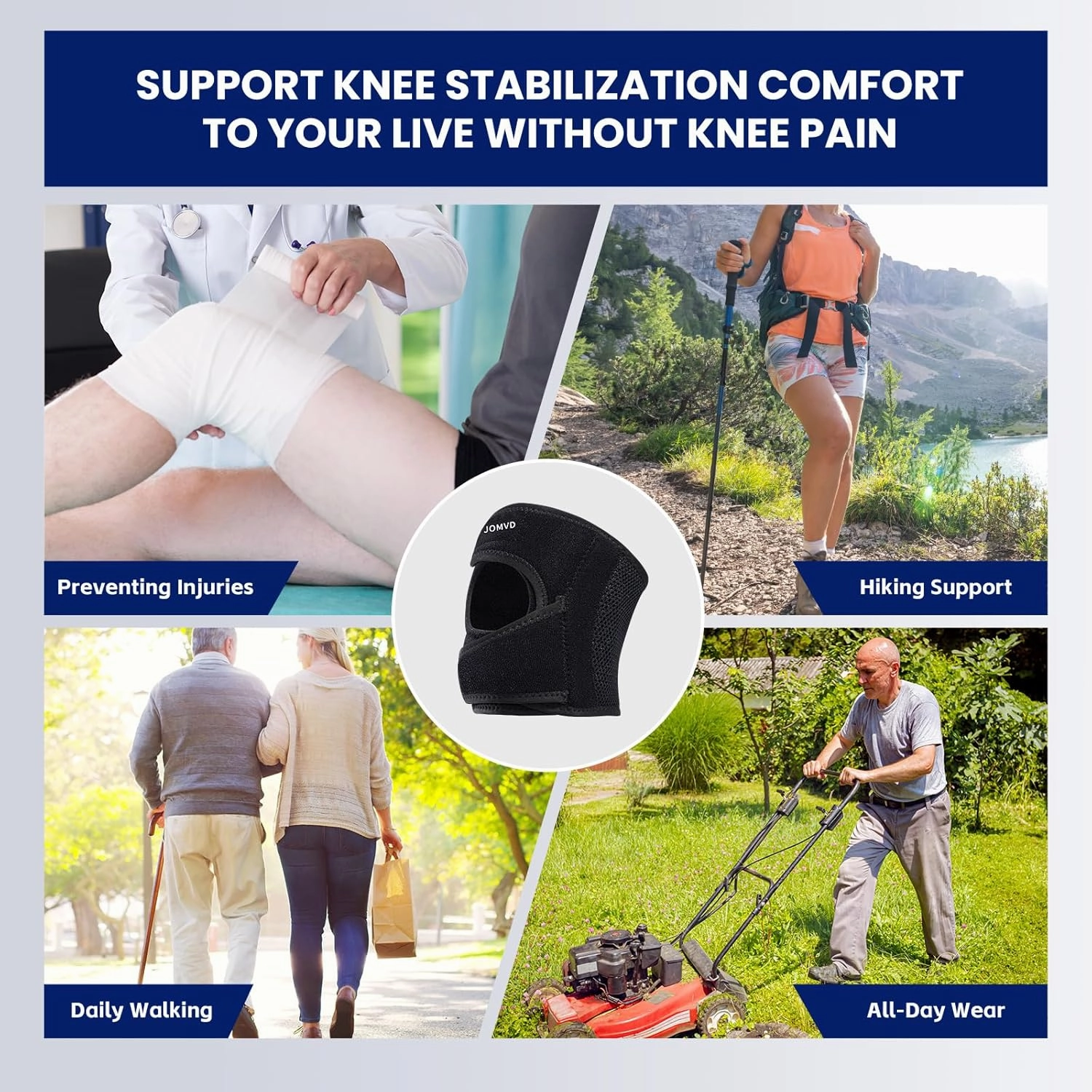 Knee Brace for Patellar Tendon, Adjustable Patellar Knee Support with Side Stabilizers for Patellar Tendonitis, Arthritis, Knee Pain Relief Injury Recovery, Daily Running, Women and Men
