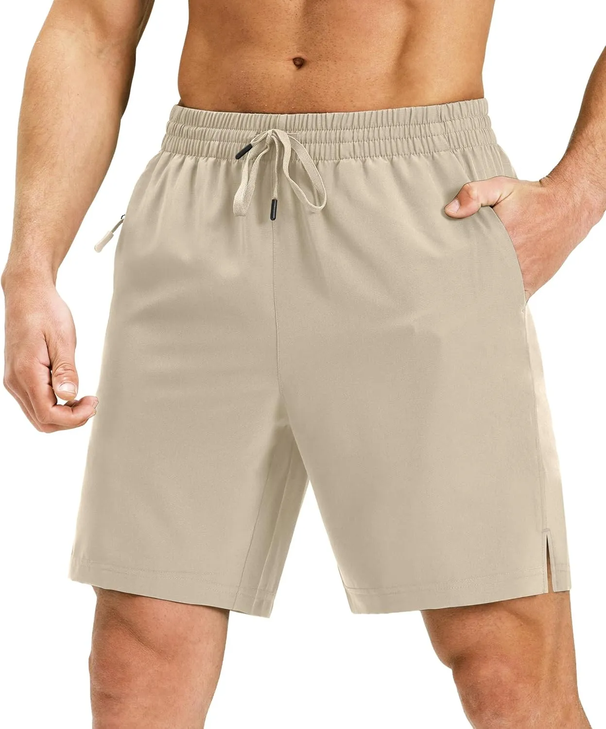 Ksmien Men's Running Shorts 7 Inch with Zipper Pockets Quick Dry Lightweight Athletic Shorts for Workout Gym Basketball