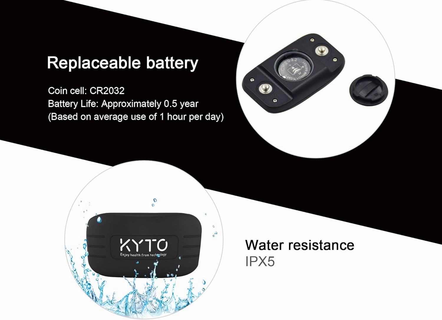 KYTO Heart Rate Monitor Chest Strap, ANT / Bluetooth, Compatible with iOS/Android APPs Cycling/Yoga/Basketball/Running
