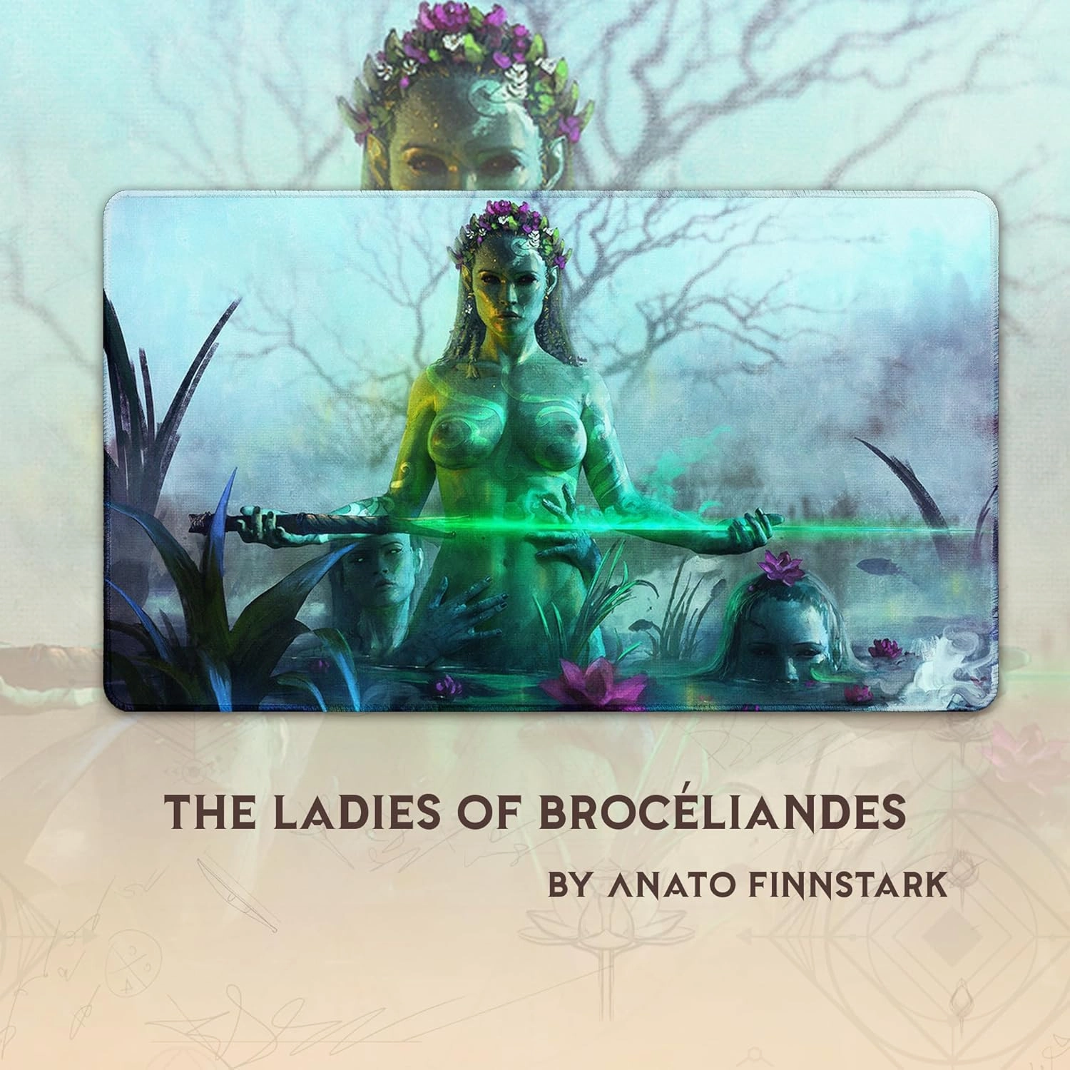 Ladies of Brocéliandes (Stitched) - MTG Playmat by Anato Finnstark - Compatible with Magic The Gathering Playmat - Play MTG, YuGiOh, TCG - Original Play Mat Art Designs & Accessories