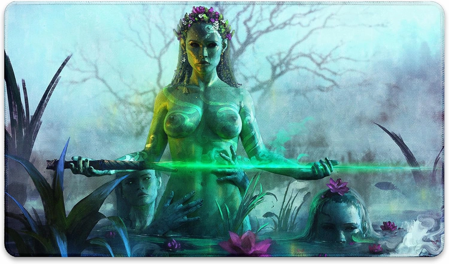 Ladies of Brocéliandes (Stitched) - MTG Playmat by Anato Finnstark - Compatible with Magic The Gathering Playmat - Play MTG, YuGiOh, TCG - Original Play Mat Art Designs & Accessories