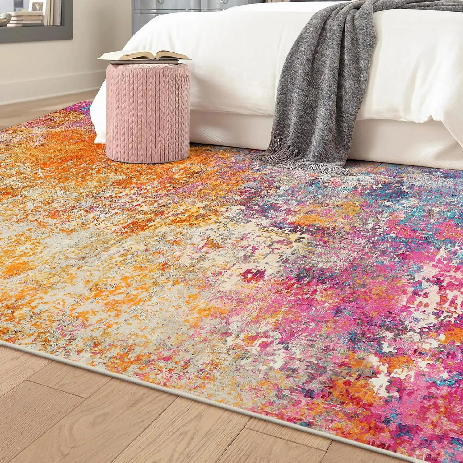 Lahome Modern Abstract Washable 5x7 Area Rugs for Living Room, Colorful Soft Bedroom Rug Low Pile Non Slip,Stain Resistance Dining Room Mat Carpet for Nursery Office Entrance Kitchen