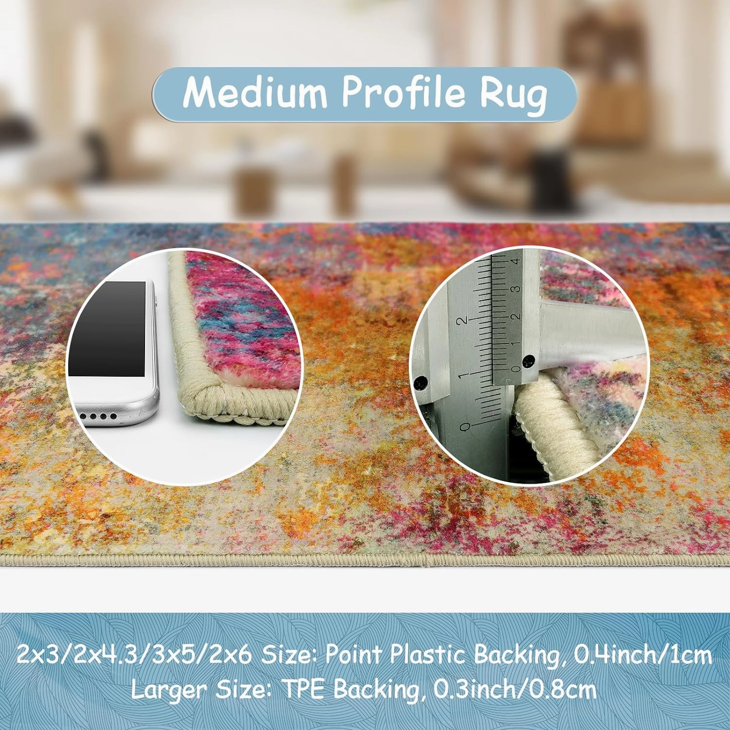Lahome Modern Abstract Washable 5x7 Area Rugs for Living Room, Colorful Soft Bedroom Rug Low Pile Non Slip,Stain Resistance Dining Room Mat Carpet for Nursery Office Entrance Kitchen