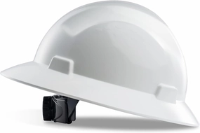 LANON White Full Brim Hard Hat, OSHA Construction Work Approved, HDPE Safety Helmet with 4 Point Adjustable Ratchet Suspension, Class E, G & C