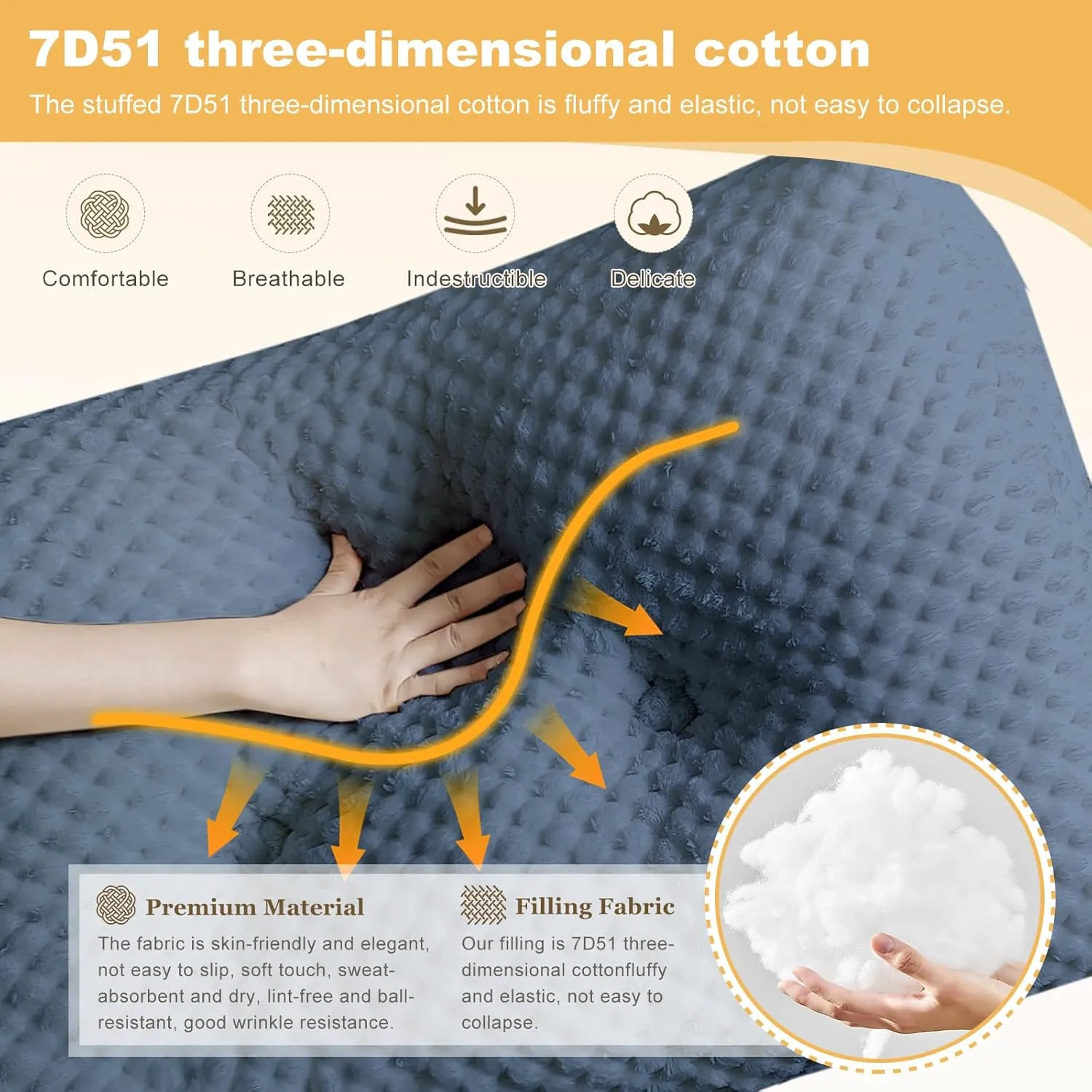 Large Triangular Headboard Wedge Pillow Soft and Supportive Headboard Backrest Positioning Support Bolster Cushion, Bed Wedge Pillow with Removable Cover(Dark Blue,Dorm,24x8x20inch)
