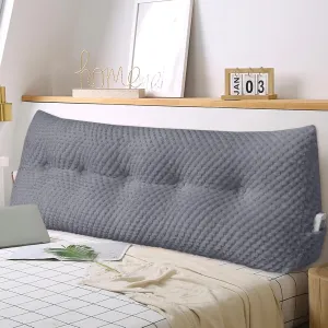 Large Triangular Headboard Wedge Pillow Soft and Supportive Headboard Backrest Positioning Support Bolster Cushion, Bed Wedge Pillow with Removable Cover(Dark Gray,Queen,59x8x20inch)