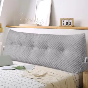Large Triangular Headboard Wedge Pillow Soft and Supportive Headboard Backrest Positioning Support Bolster Cushion, Bed Wedge Pillow with Removable Cover(Light Gray,Queen,59x8x20inch)
