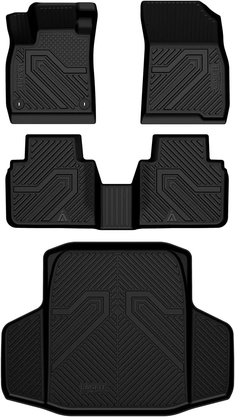 LASFIT Floor Mats and Trunk Mat for Honda Accord Sedan 2023-2025 (Include Hybrid Models), All Weather TPE Floor Liners 1st & 2nd Row & Cargo Mat Full Set, Black