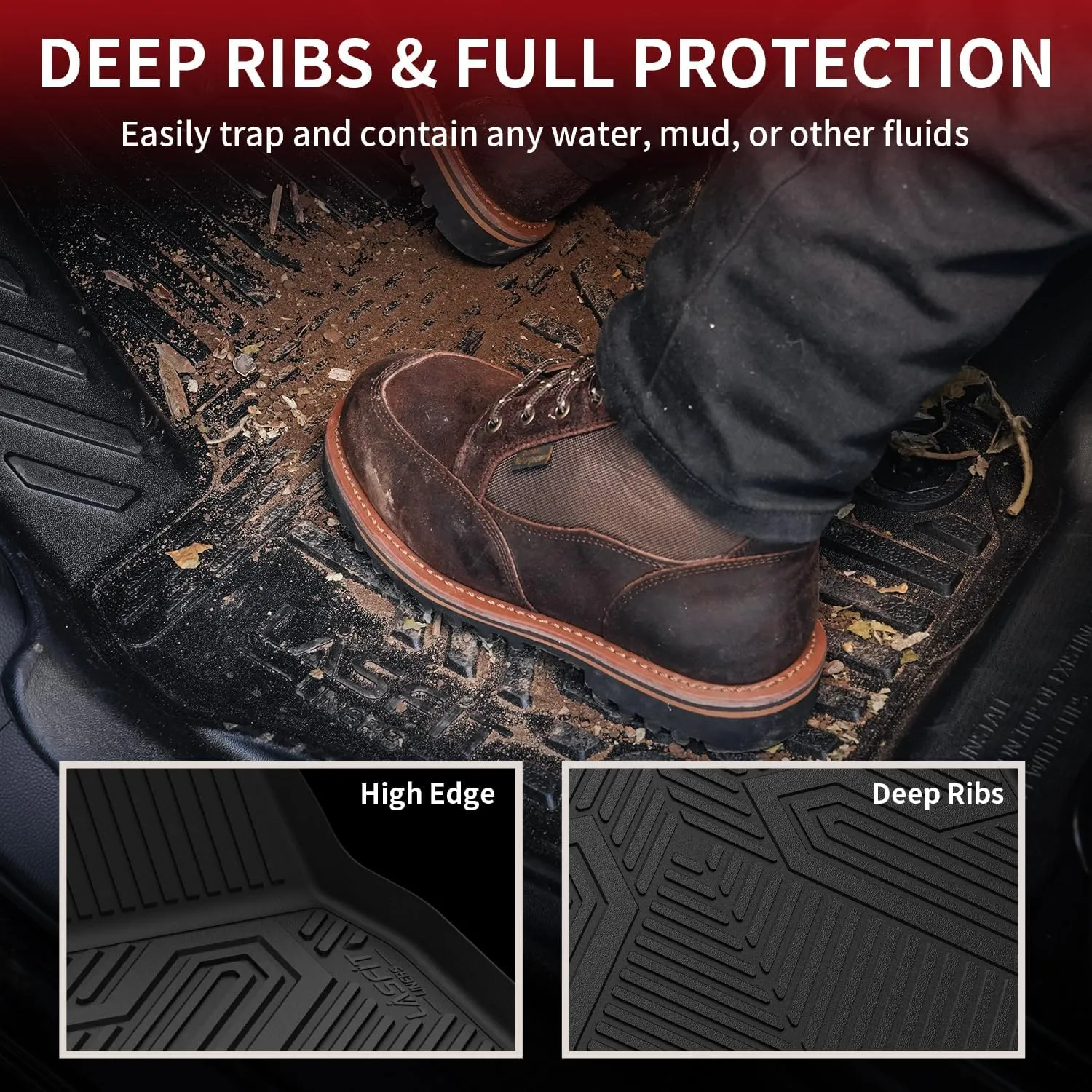 LASFIT Floor Mats and Trunk Mat for Honda Accord Sedan 2023-2025 (Include Hybrid Models), All Weather TPE Floor Liners 1st & 2nd Row & Cargo Mat Full Set, Black