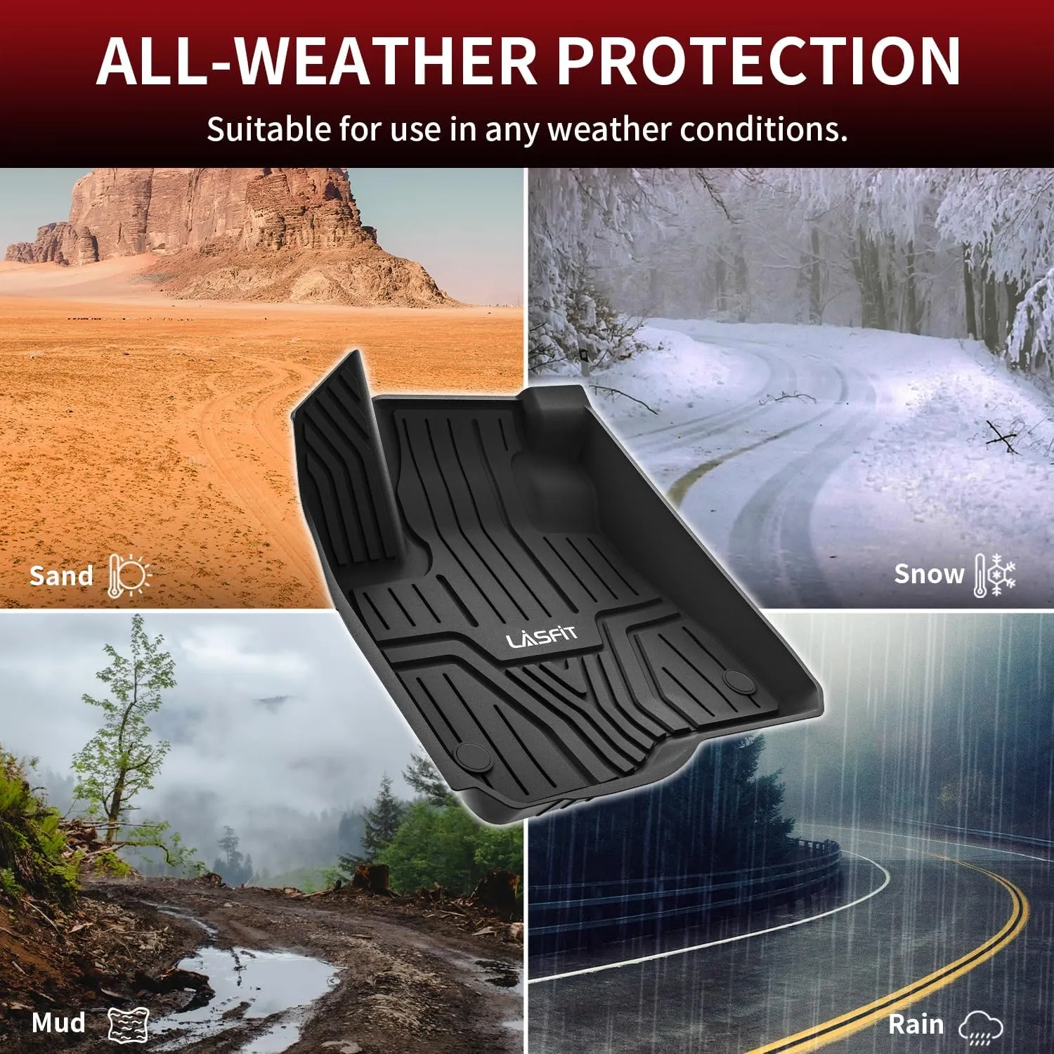 LASFIT Floor Mats for Honda CR-V 2023-2025 (Include CR-V FCEV & Hybrid Models) All Weather Protection TPE Car Liners, 1st & 2nd Row Black
