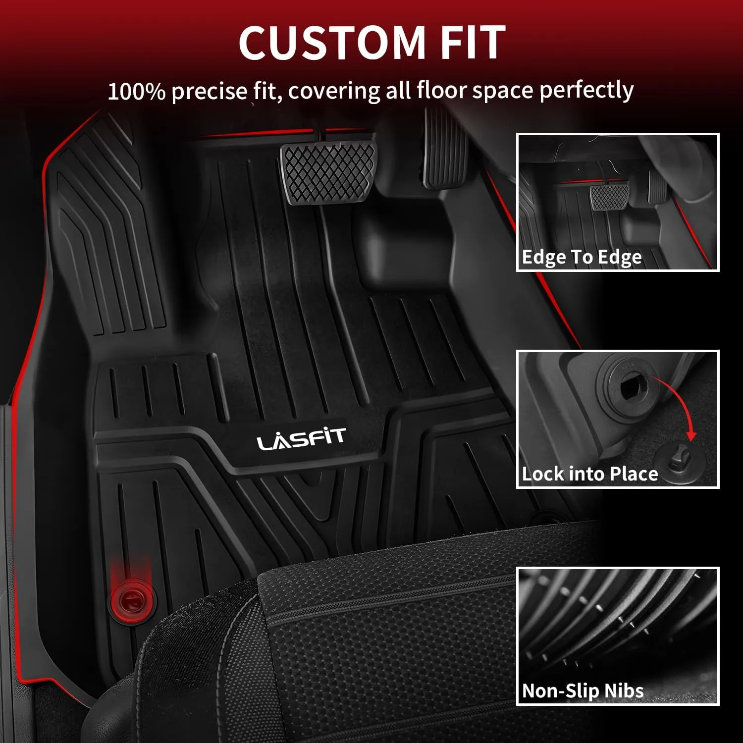 LASFIT Floor Mats for Honda CR-V 2023-2025 (Include CR-V FCEV & Hybrid Models) All Weather Protection TPE Car Liners, 1st & 2nd Row Black