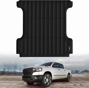 LASFIT 5FT7 Truck Bed Mat for Ram 1500 2009-2025 & RAM 1500 Classic 2019-2024 Short Bed (5.7 FT / 67.4inches) Not for Rambox, All Weather Custom Fit Truck Cargo Bed Liner, Black