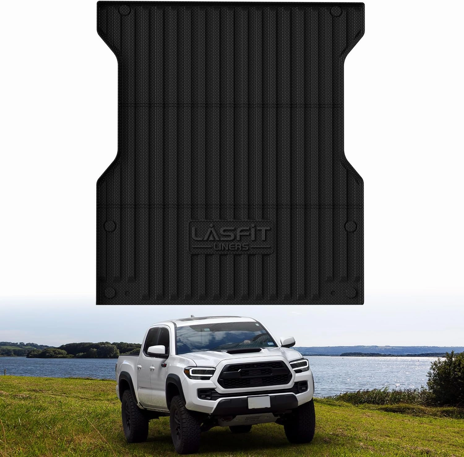 LASFIT Bed Mat for Toyota Tacoma 2024 2025 Truck Bed (5ft,5'Bed), All Weather 5 ft Rubber Car Bed Liner for Toyota Tacoma Accessories, TPE Trunk Mat&Cargo Liner, Black