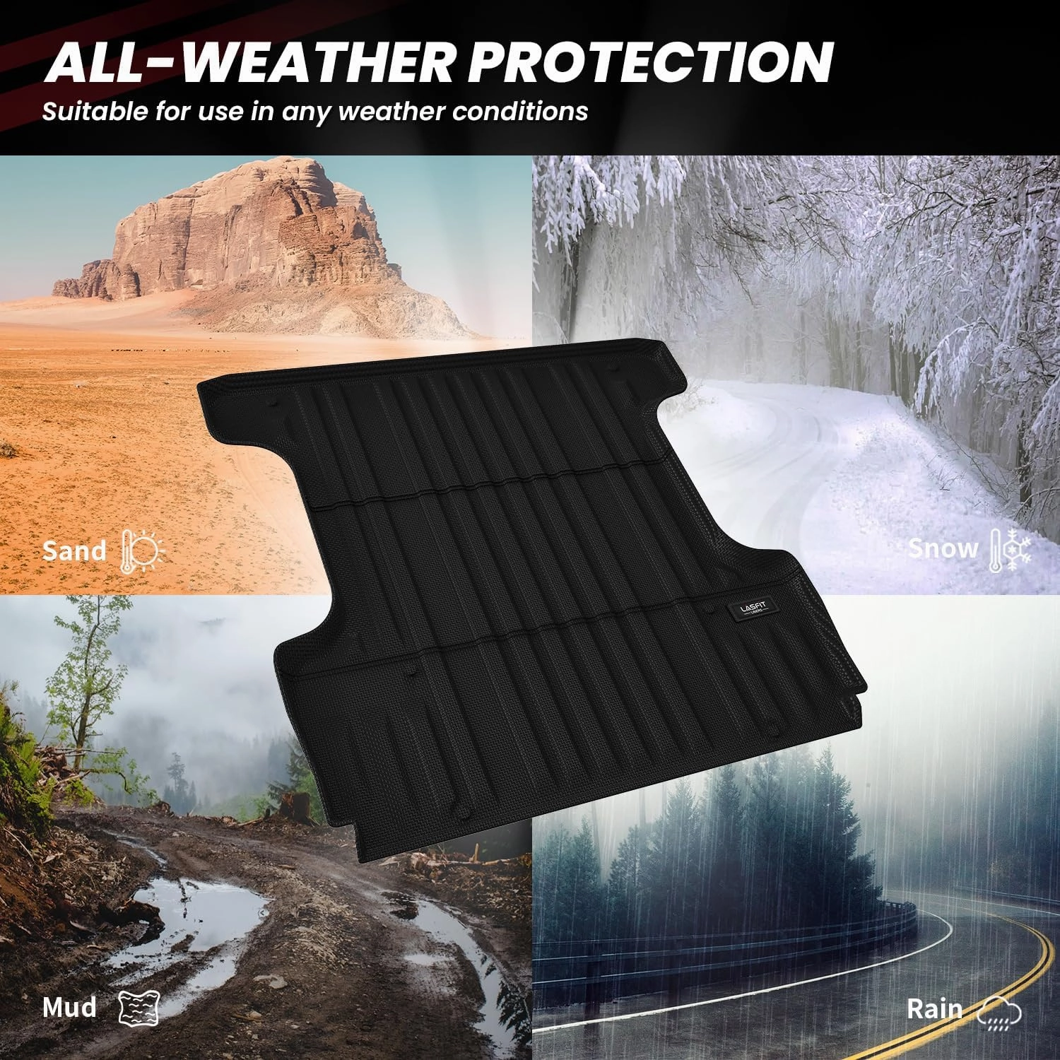 LASFIT Bed Mat for Toyota Tundra 2007-2021 Truck Bed Mat(5.5FT) All Weather 5.5 FT Car Bed Liner for Tundra Trunk Mat&Cargo Liner, Black