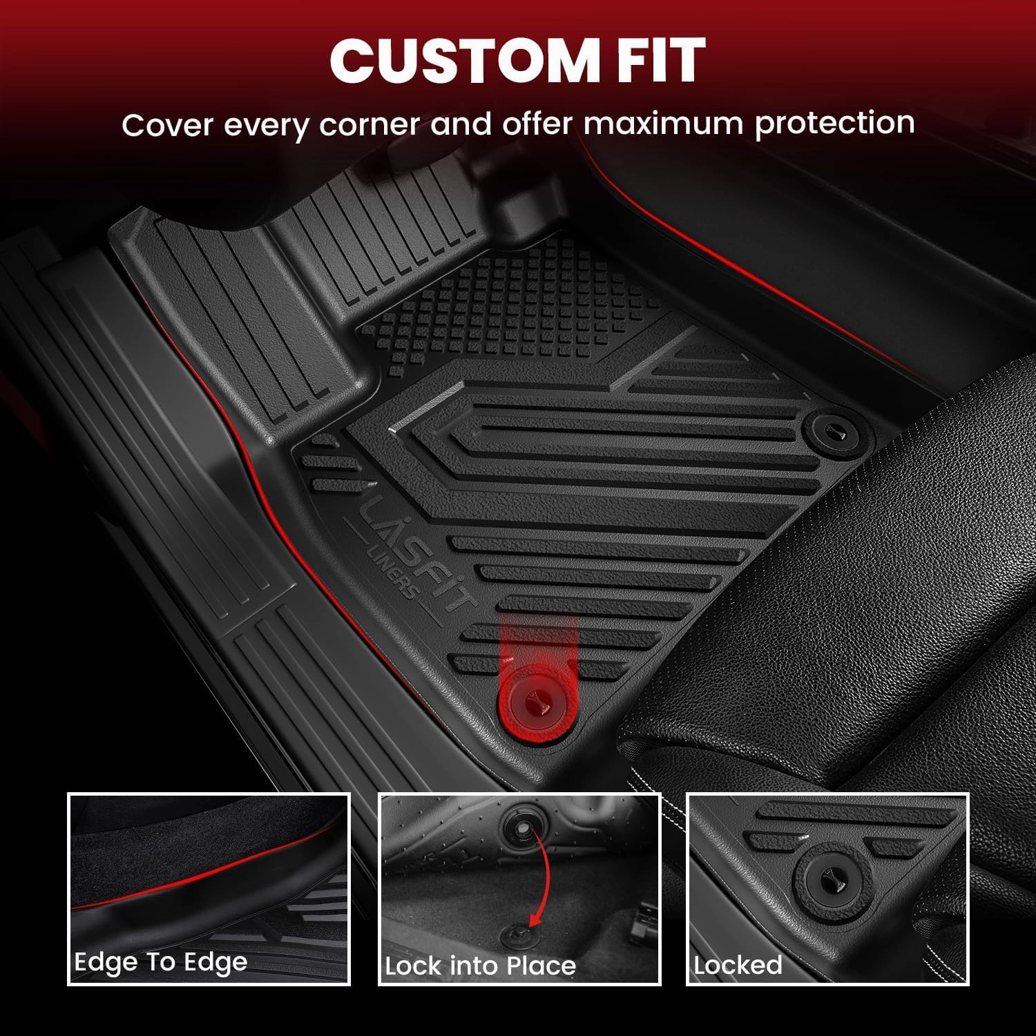 LASFIT Floor Mats & Cargo Mat for Nissan Rogue 2014-2020 (Not Fit Hybrid/Select/Sport / 7 Seats), All Weather TPE Custom Fit Easy Clean Floor Liners for Rogue S/SV/SL Car Mats & Trunk Mats